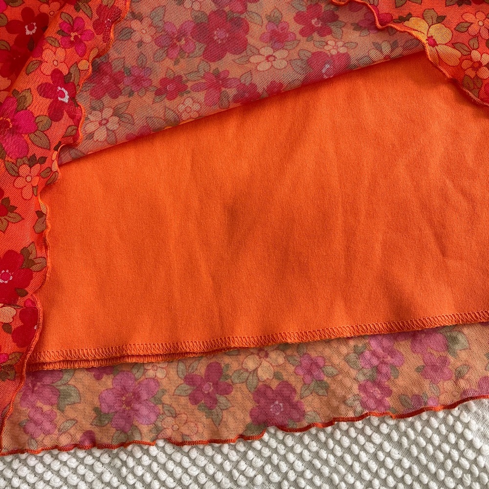 Groovy orange floral skirt - Picture 4 of 5
